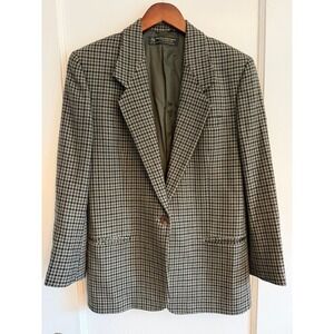 VTG Brooks Brothers Blazer Women's M Houndstooth Wool Single Button Made in USA